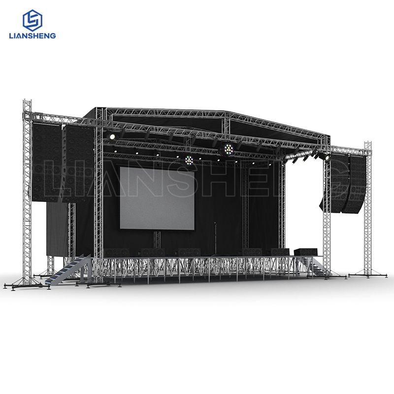 Rangka Pentas Aluminium Konsert Podium Luaran Tertinggi Dengan Rak Sistem Pengangkat Paparan Kekuda