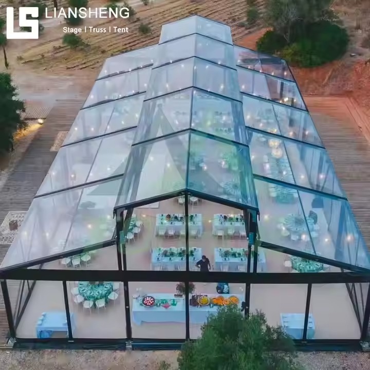 Ketibaan Baharu Black Frame Khemah Perkahwinan Struktur Tempat Acara Atrium Marquee dengan Khemah Struktur Dinding Kaca untuk Acara Parti