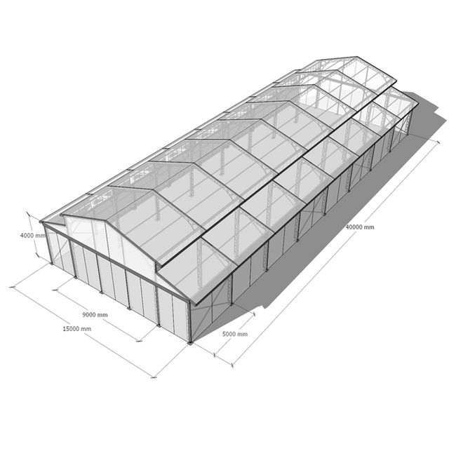 15X40m Marquee Perkahwinan Besar 300 Tempat Duduk Khemah Parti Lutsinar Khemah Acara Atrium Bingkai Hitam untuk Acara Luar