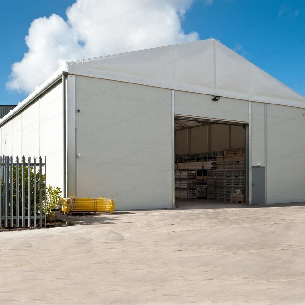 Khemah Penyimpanan Gudang Industri Besar Kalis UV PVC Kalis Air Sandwic Kalis Api Kepingan Keluli Tahan Lama Fabrik Logo Penggunaan Luar