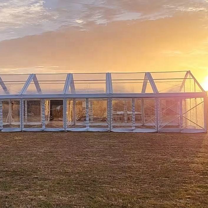 Khemah Perkahwinan Acara Aluminium Pvc Putih Jelas Disesuaikan Luaran Khemah Bingkai Hitam Aluminium Tugas Berat Besar untuk Perkahwinan