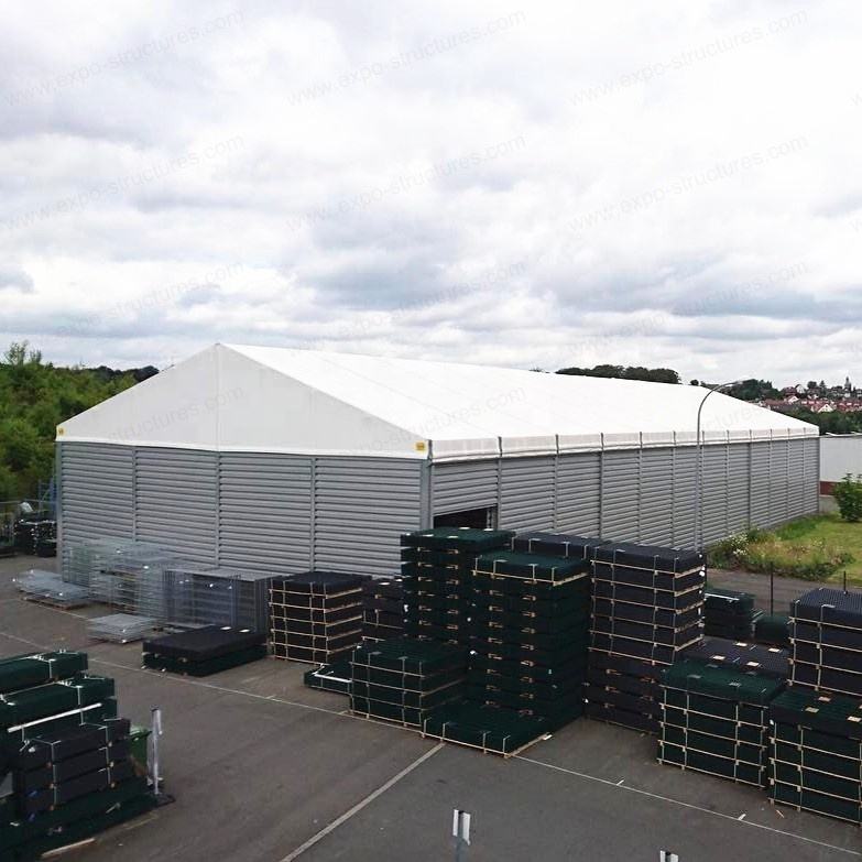 Khemah Penyimpanan Gudang Industri Besar Kalis UV PVC Kalis Air Sandwic Kalis Api Kepingan Keluli Tahan Lama Fabrik Logo Penggunaan Luar