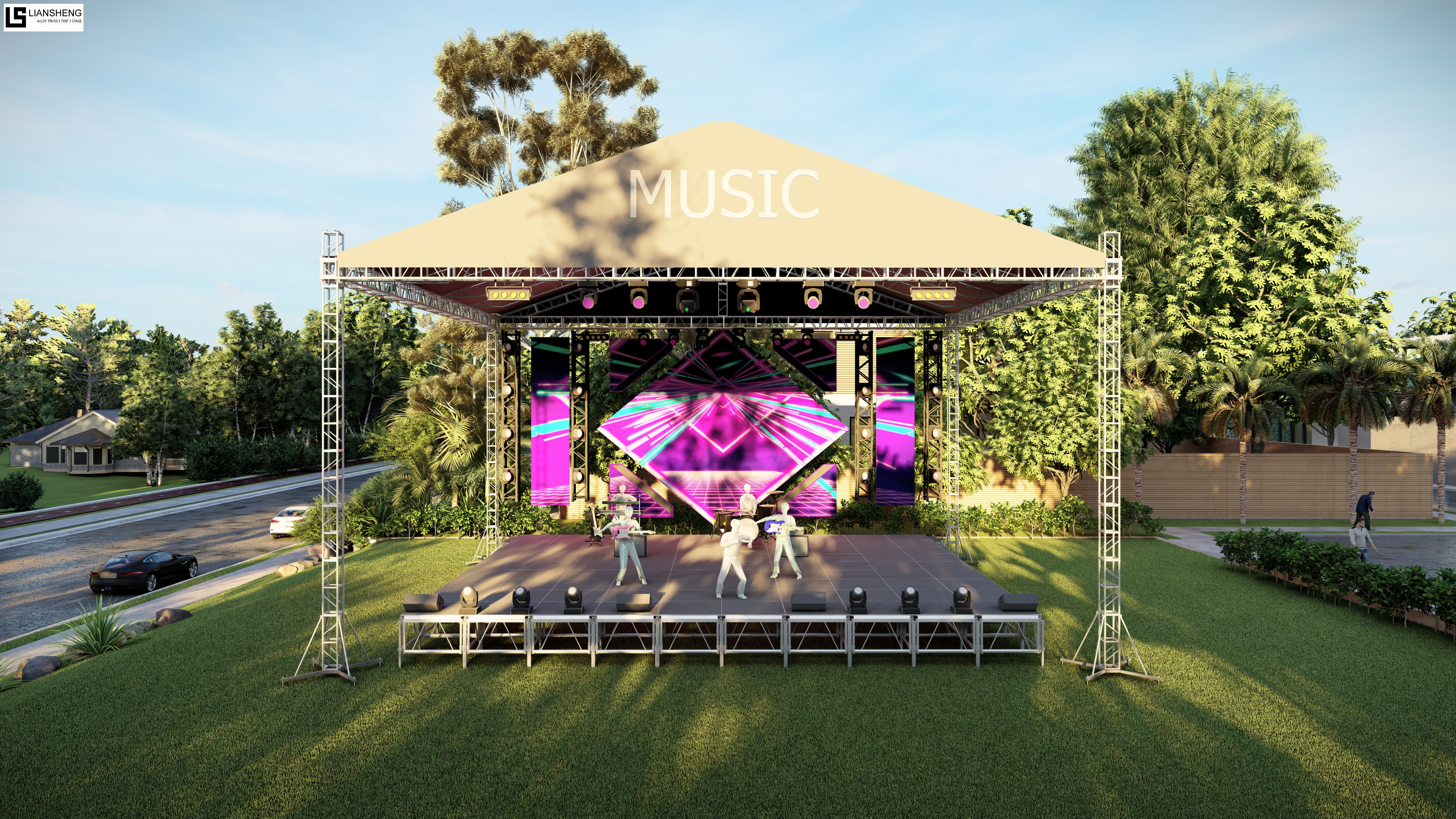 Peringkat Konsert Acara Kekuda Skru Kekuda Bumbung Rata 8*6*6m Aluminium Aloi Aluminium