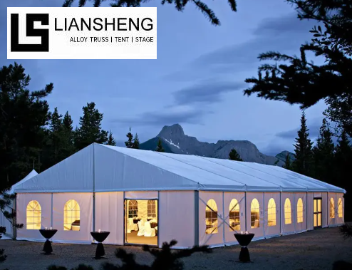 Bingkai Hitam Penutup PVC Jelas Aluminium Alloy Atrium Khemah Khemah Pesta Perkahwinan untuk 100-500 Orang Acara Luar