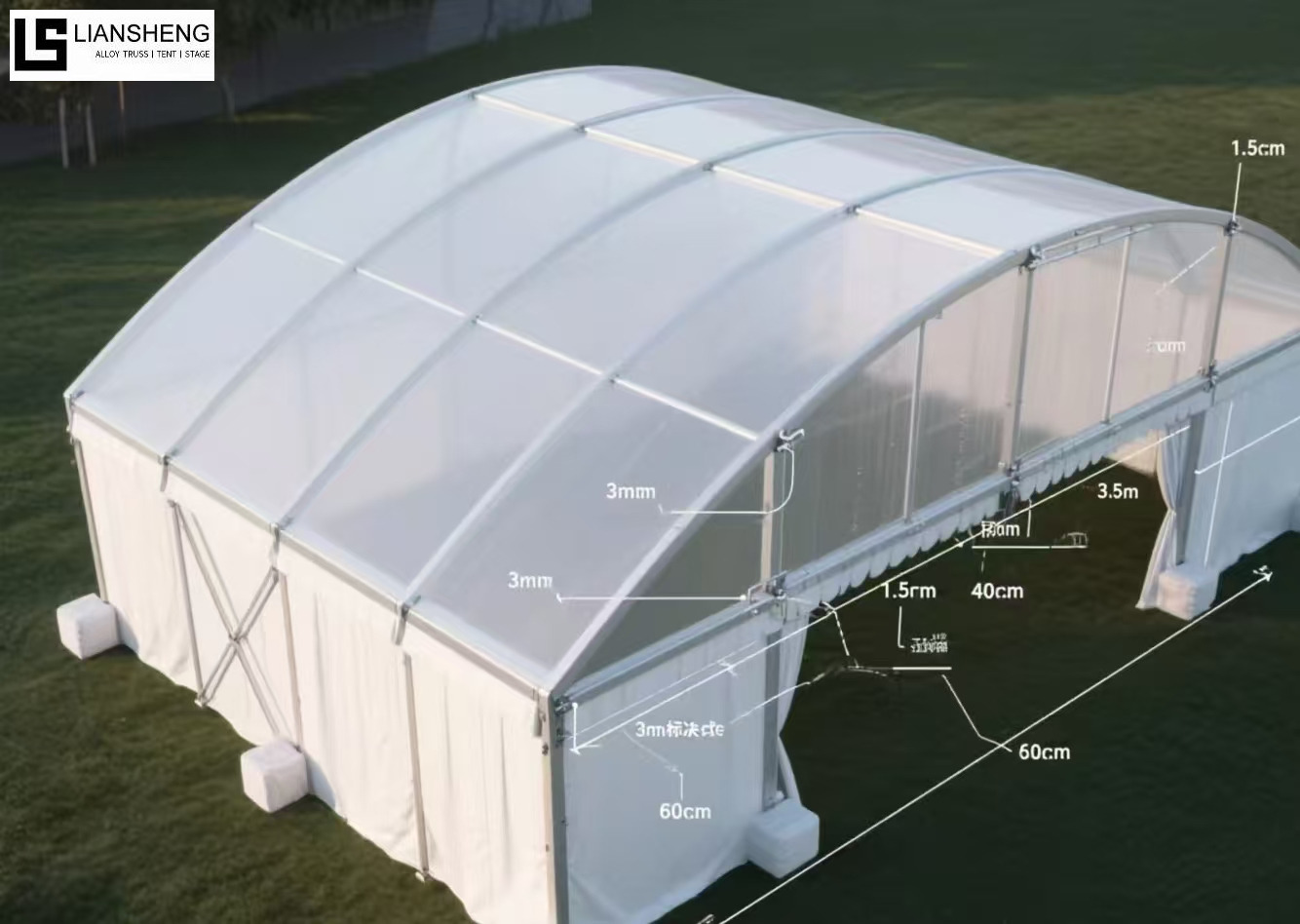 Khemah Marquee Melengkung Aluminium Untuk Acara Luaran Dan Majlis Perkahwinan