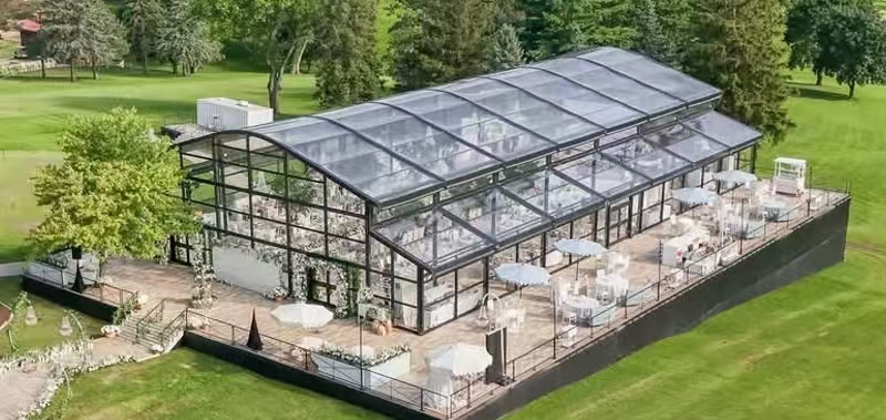Khemah Atrium Aluminium Modular Tersuai Dengan Dinding Kaca Terbaja Untuk Pusat Beli-belah